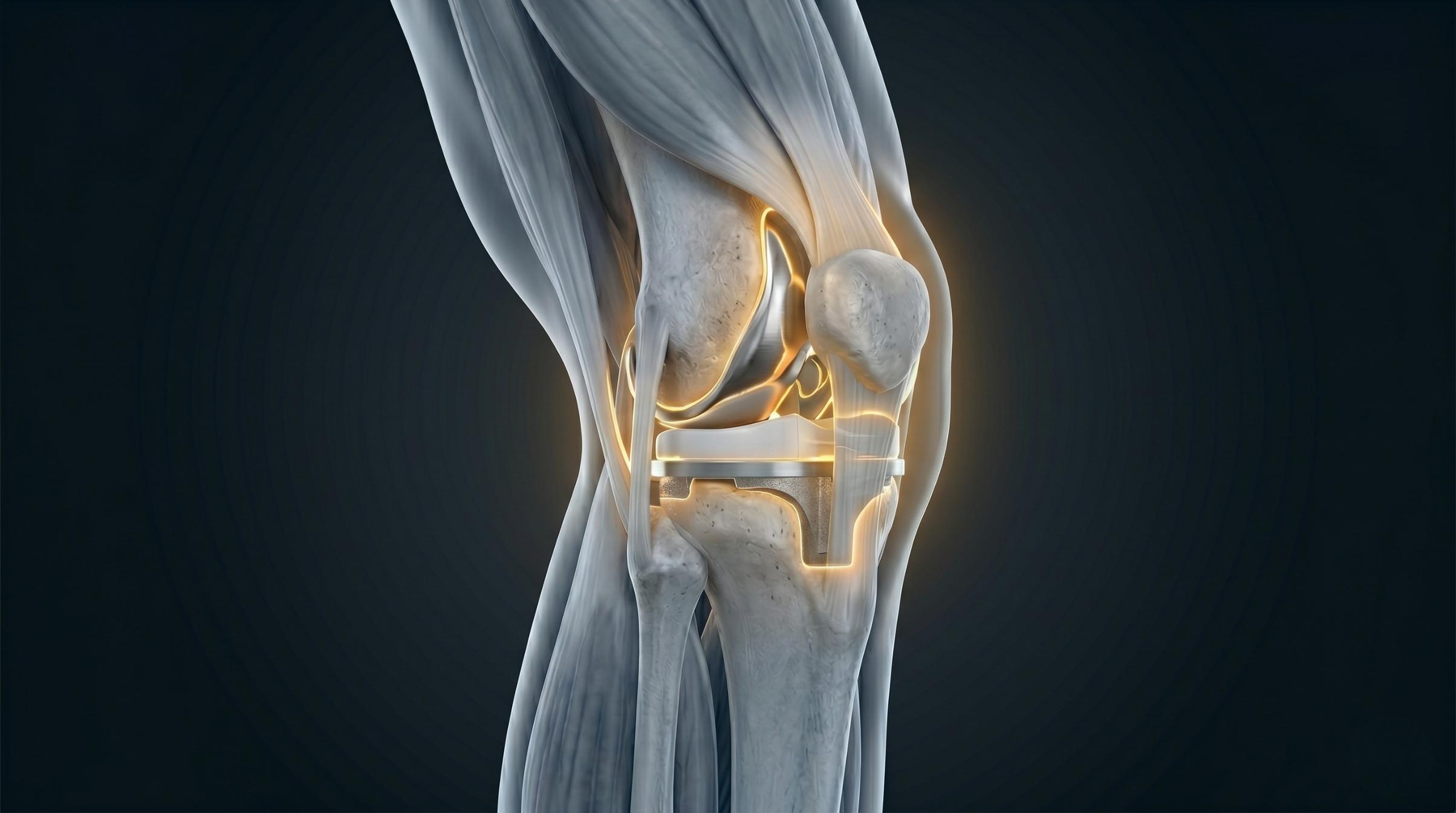 Close-up render of a partial knee replacement implant